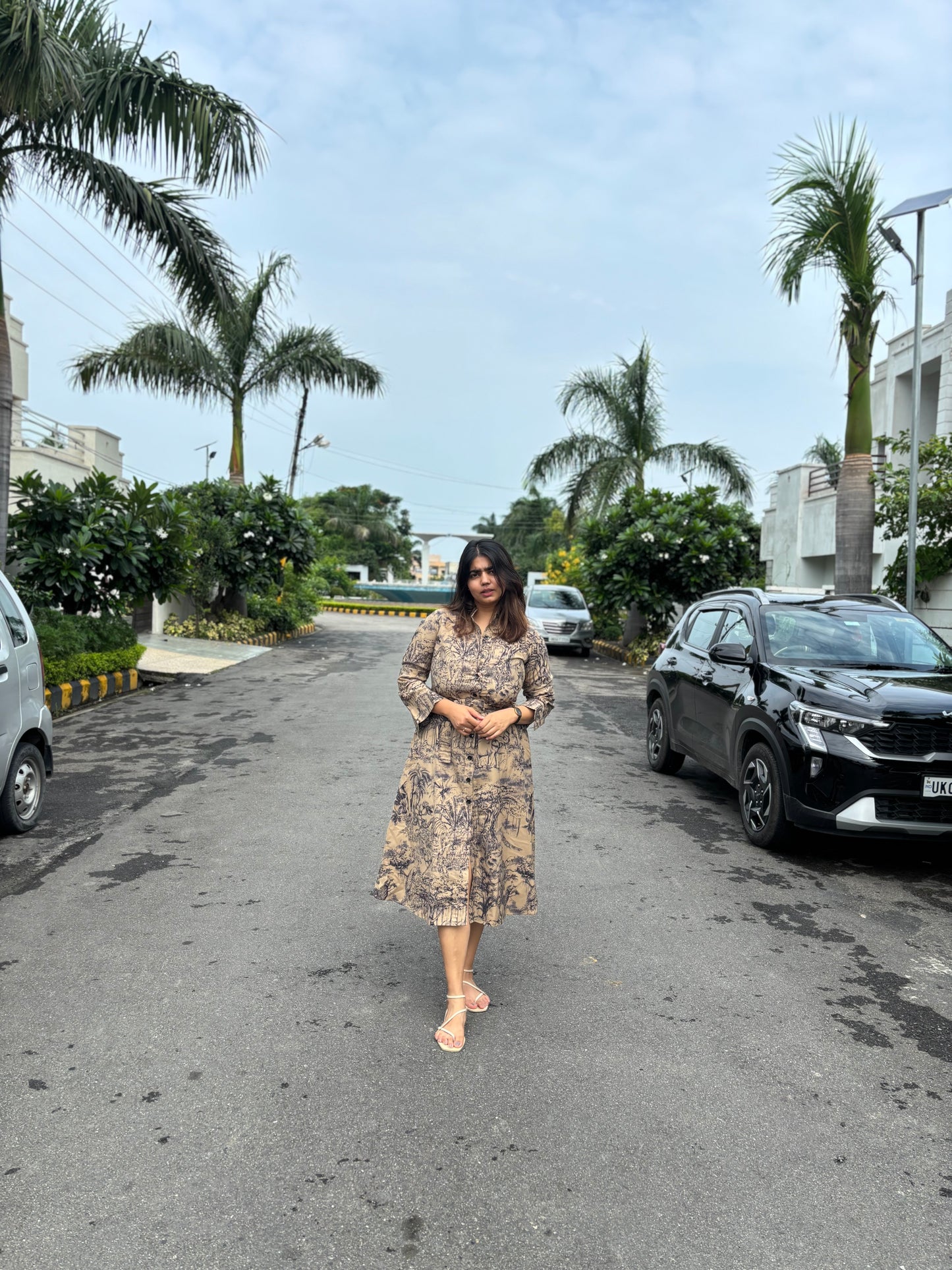 Shama dress with buckle belt (QC5931)