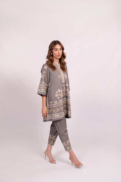 Sufi Grey Coord Set with scarf (QC6090)