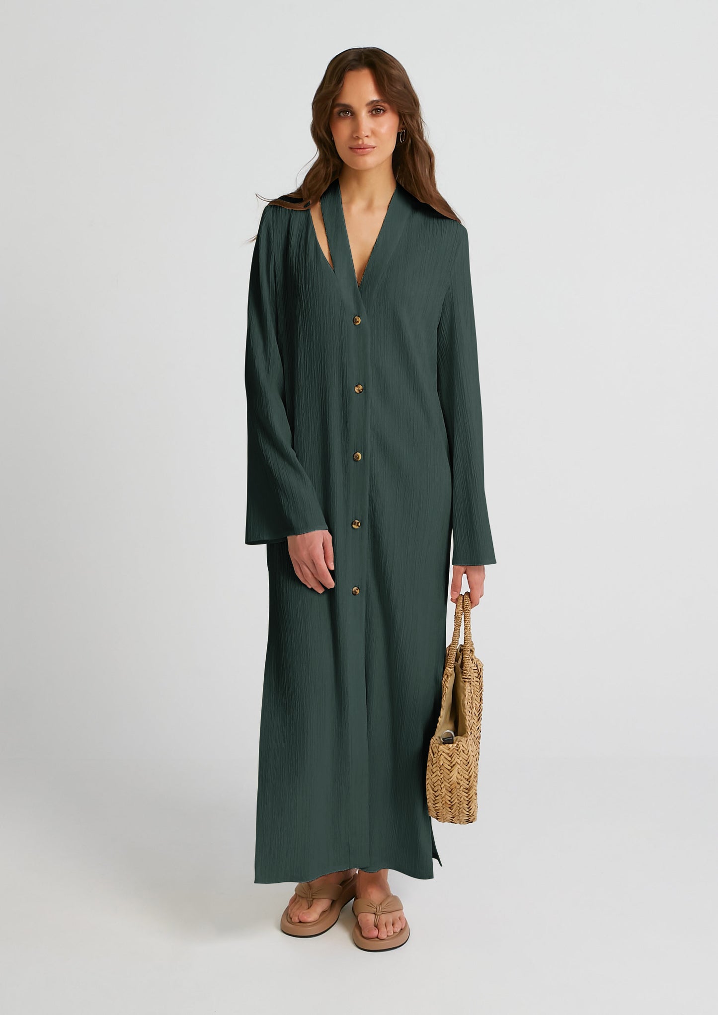 Oyster crush statement green dress