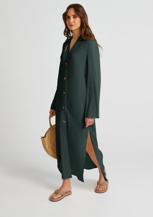 Oyster crush statement green dress