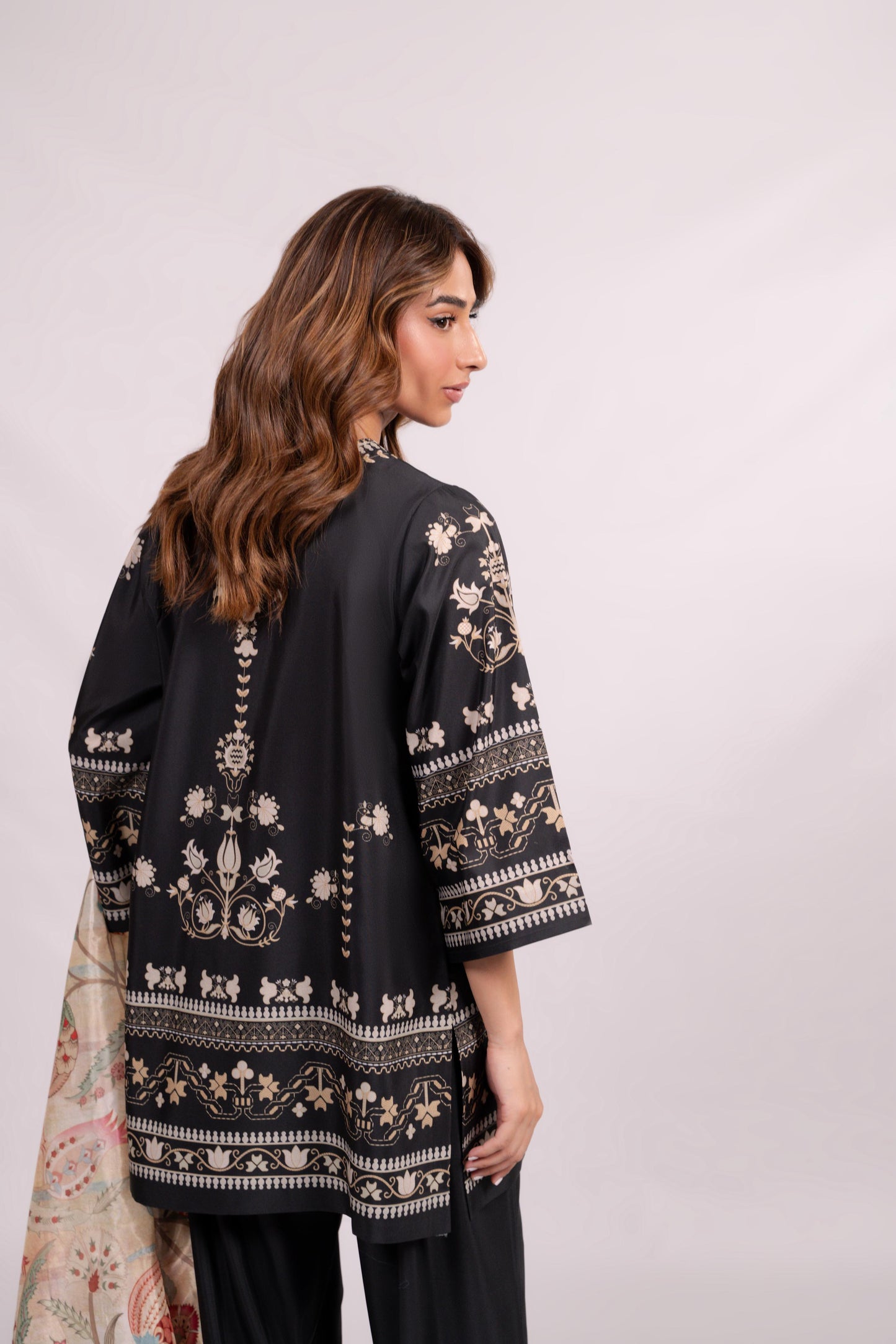 Sufi Black Coord Set with scarf (QC6090)