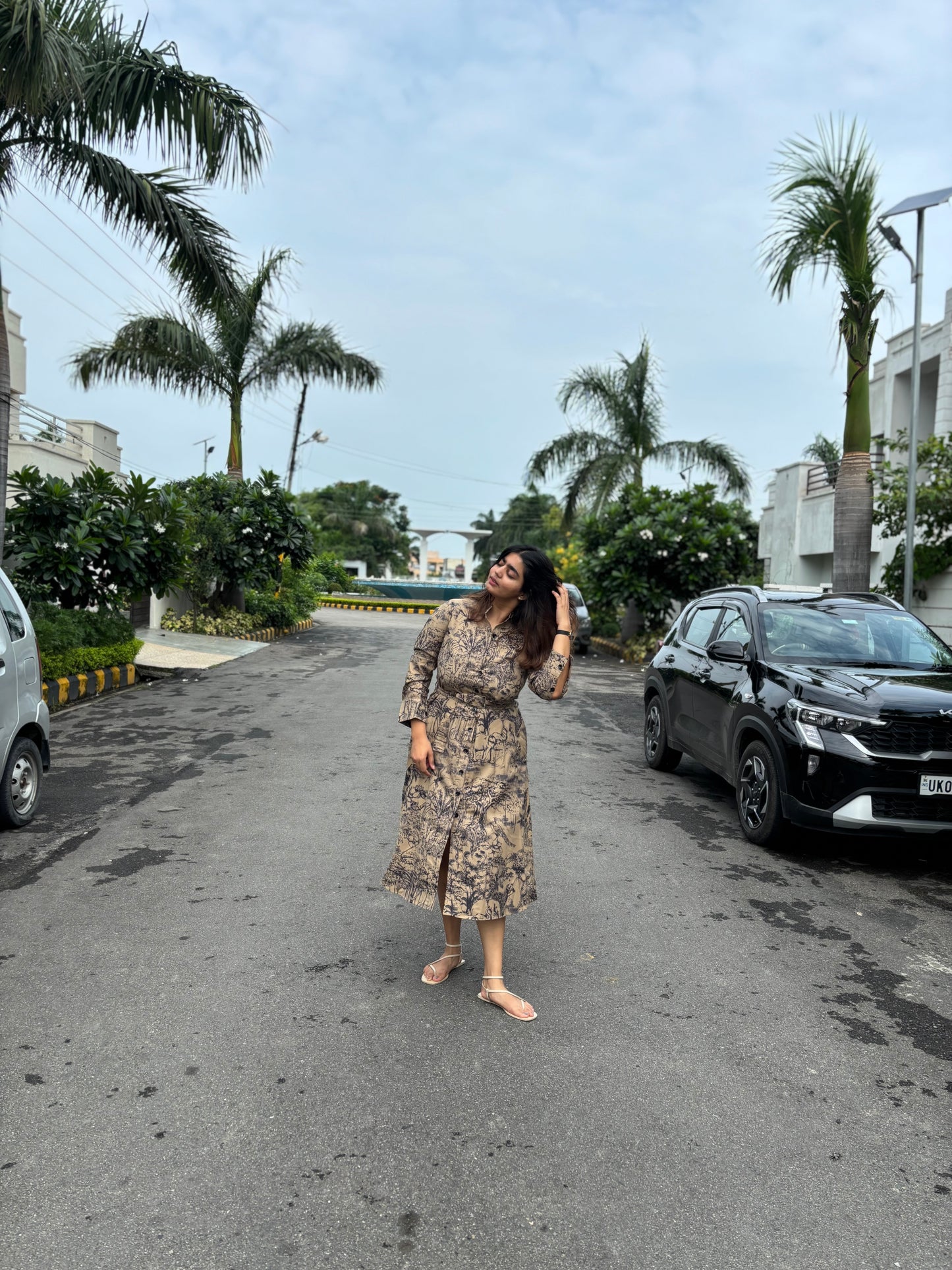 Shama dress with buckle belt (QC5931)