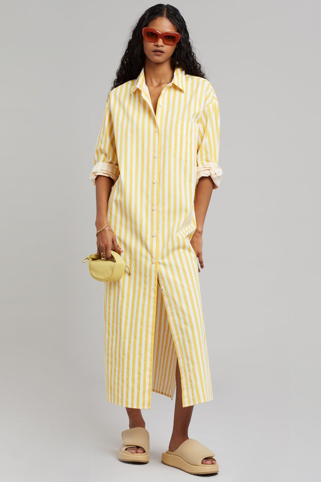 Deepika statement yellow shirt dress (QC5887)