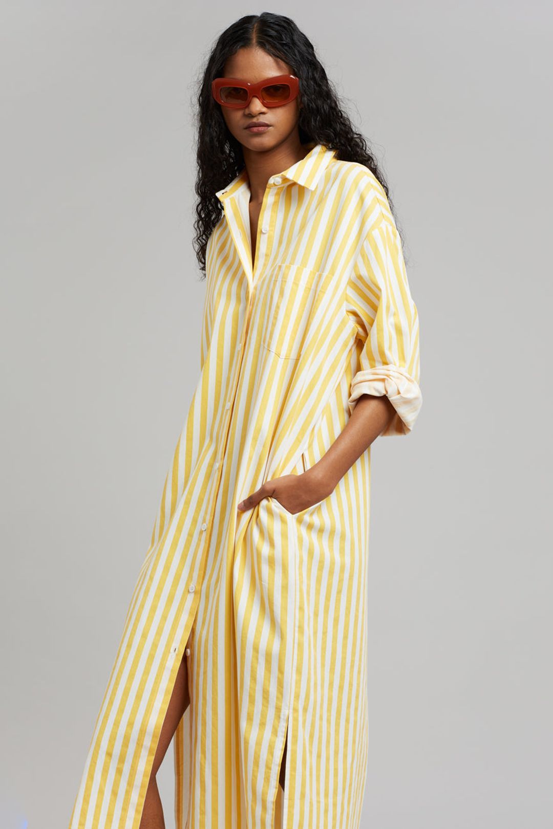 Deepika statement yellow shirt dress (QC5887)