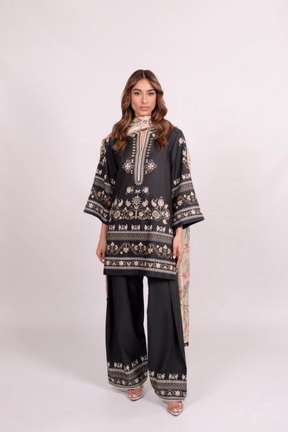 Sufi Black Coord Set with scarf (QC6090)