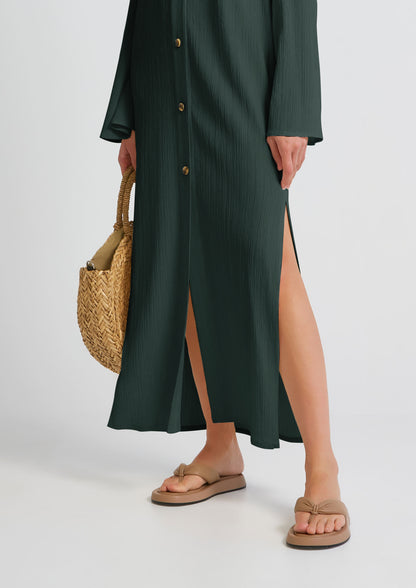 Oyster crush statement green dress