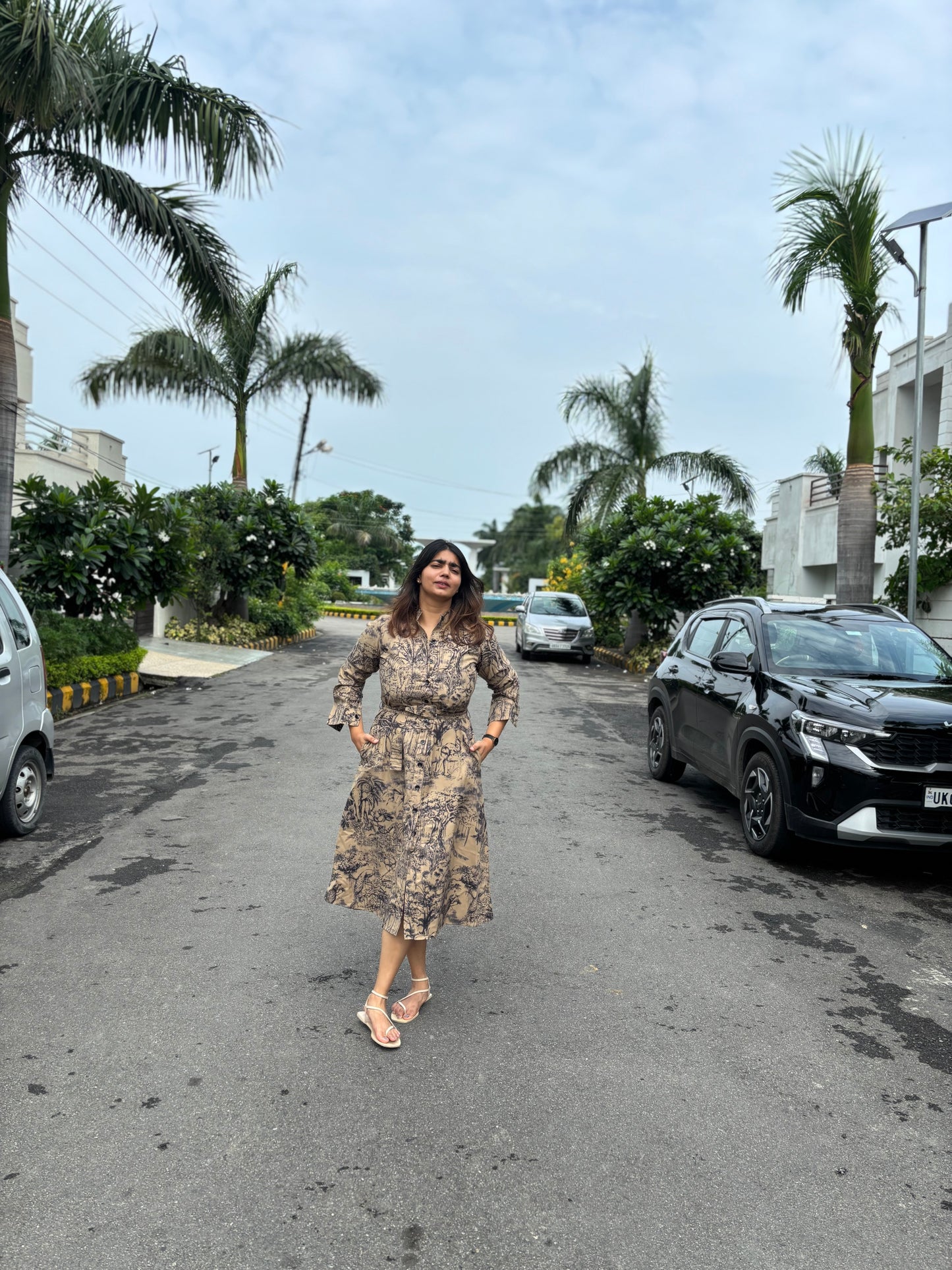 Shama dress with buckle belt (QC5931)