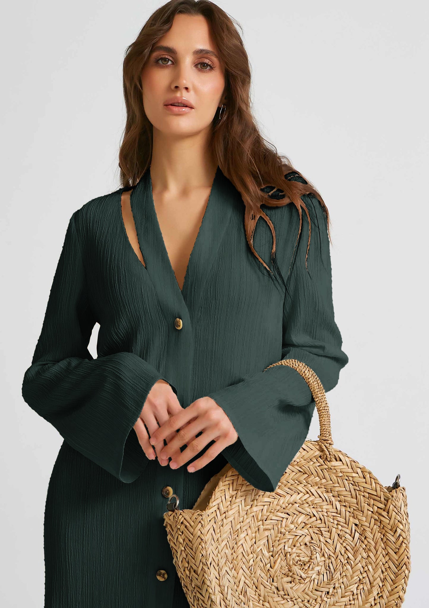 Oyster crush statement green dress