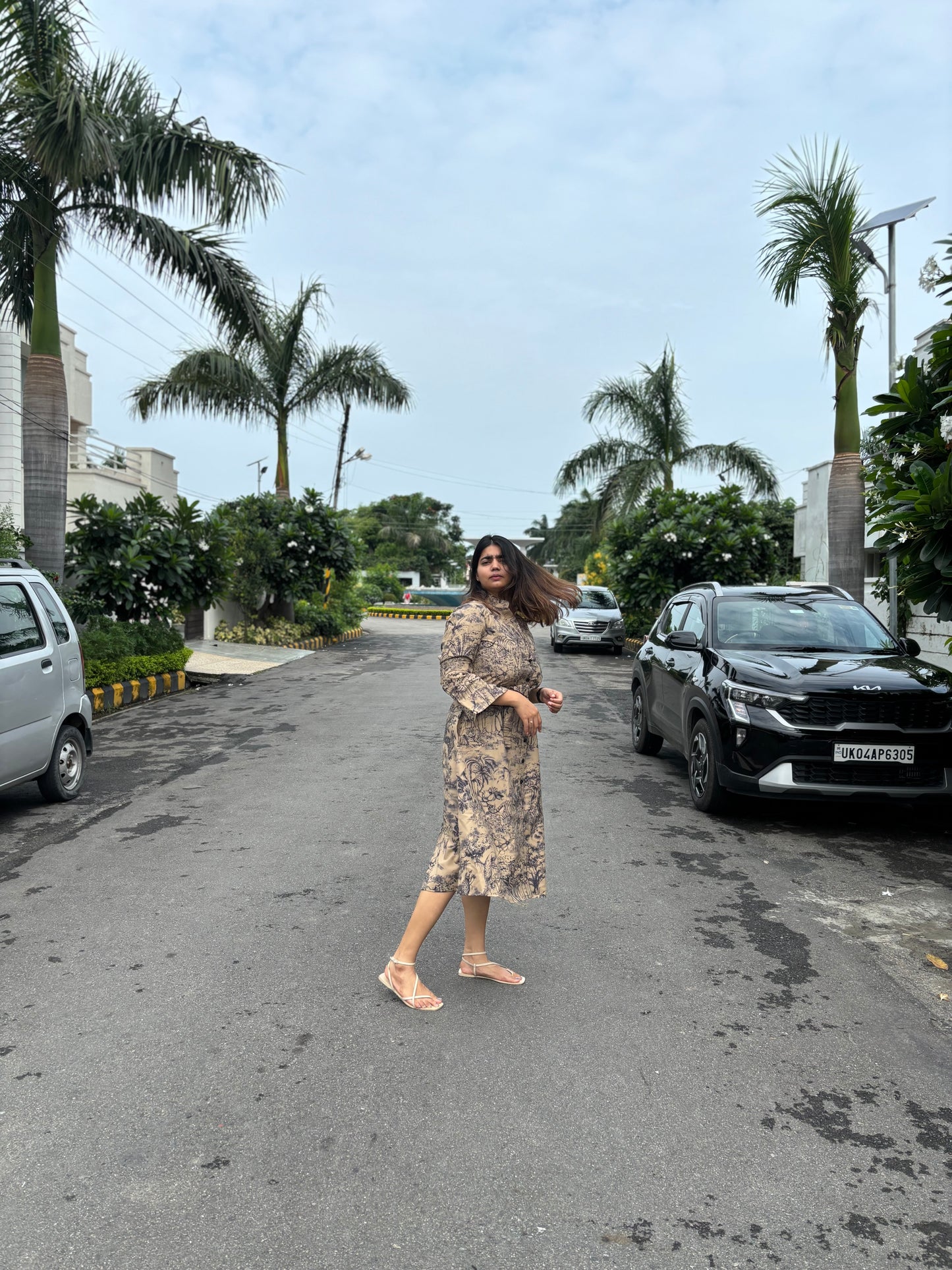 Shama dress with buckle belt (QC5931)