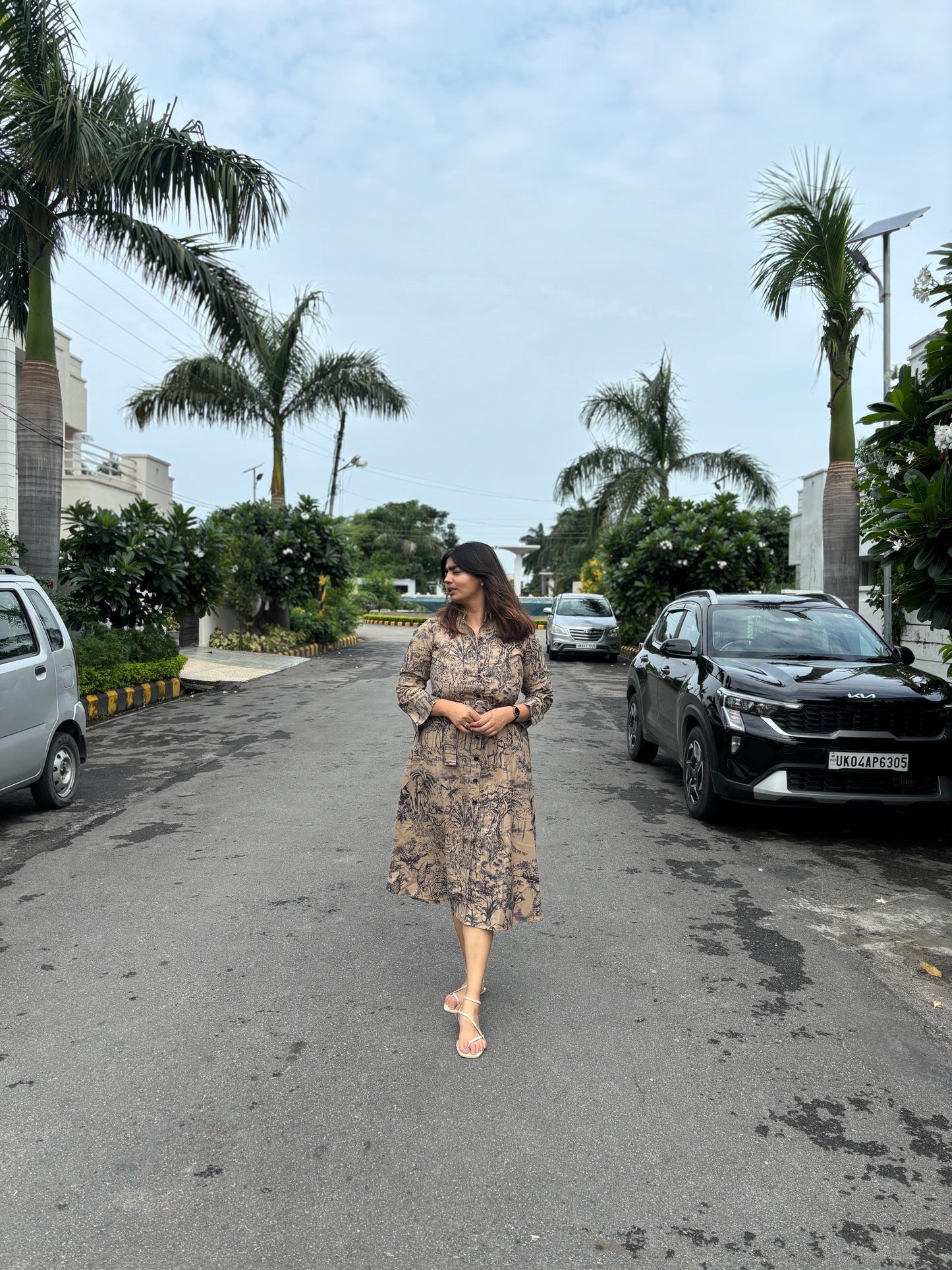 Shama dress with buckle belt (QC5931)