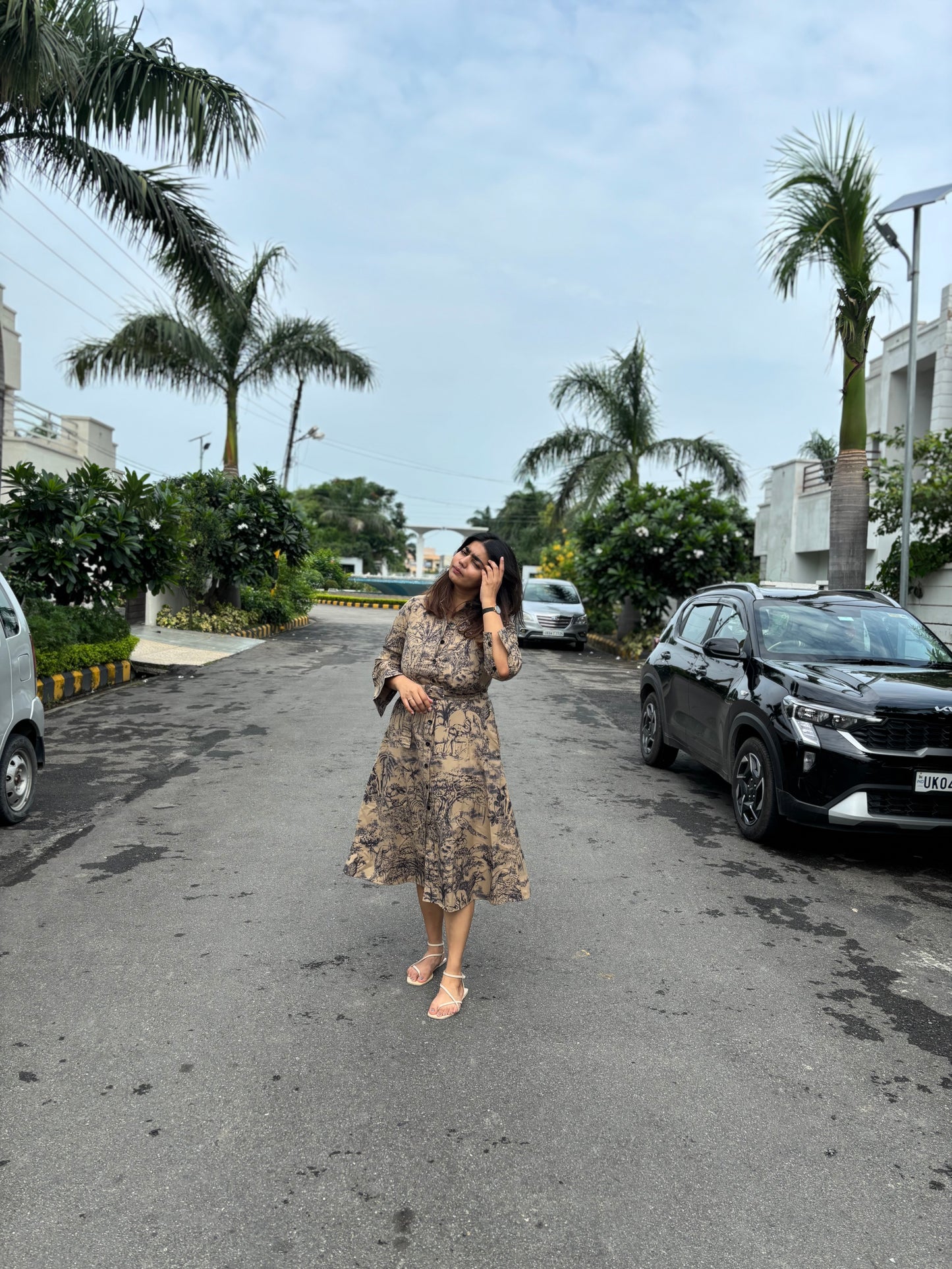 Shama dress with buckle belt (QC5931)