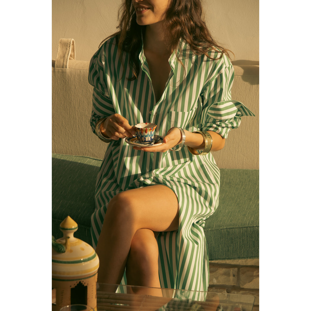 Deepika statement green shirt dress (QC5887)