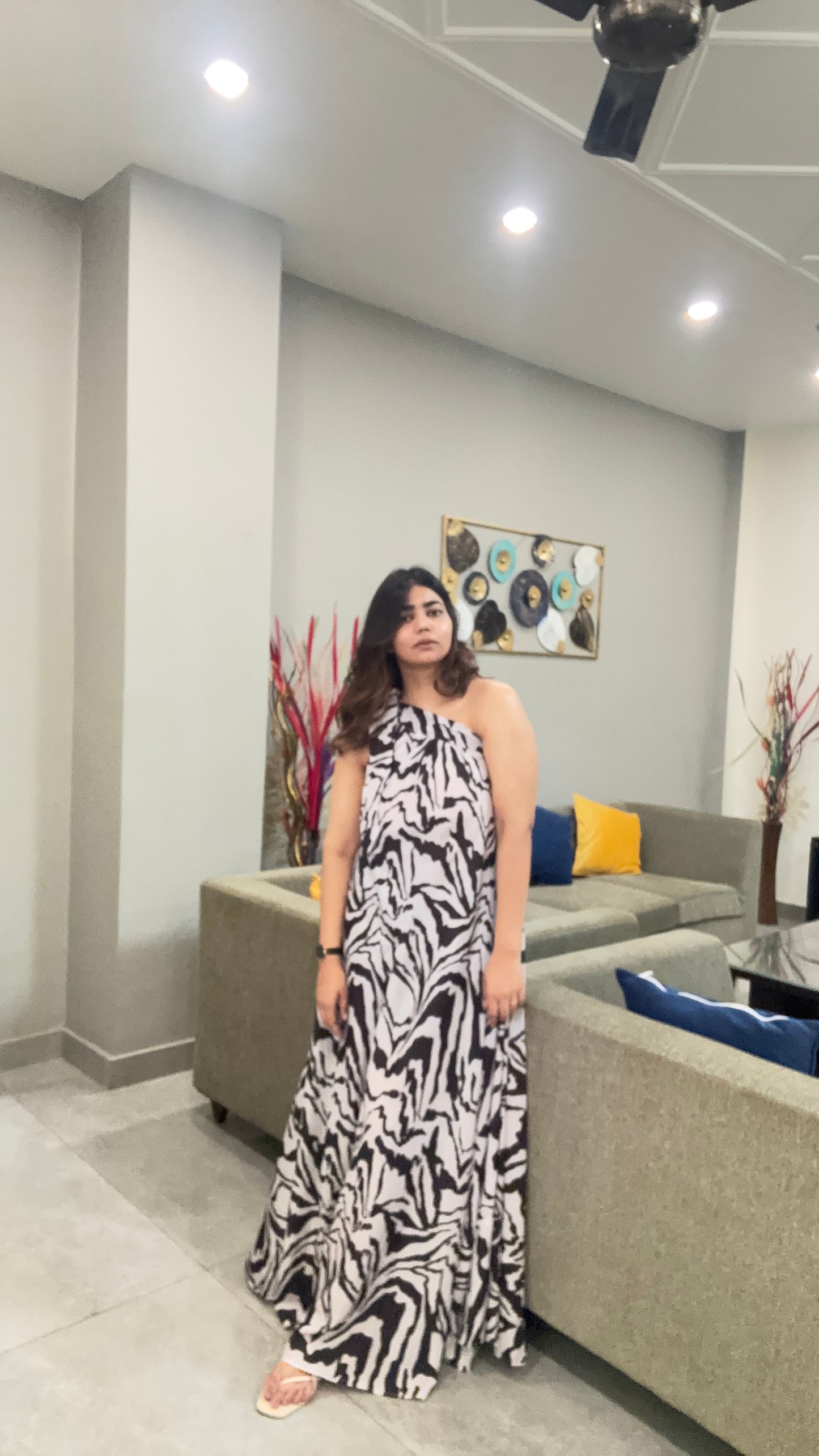 Zebra off shoulder dress (QC5858)