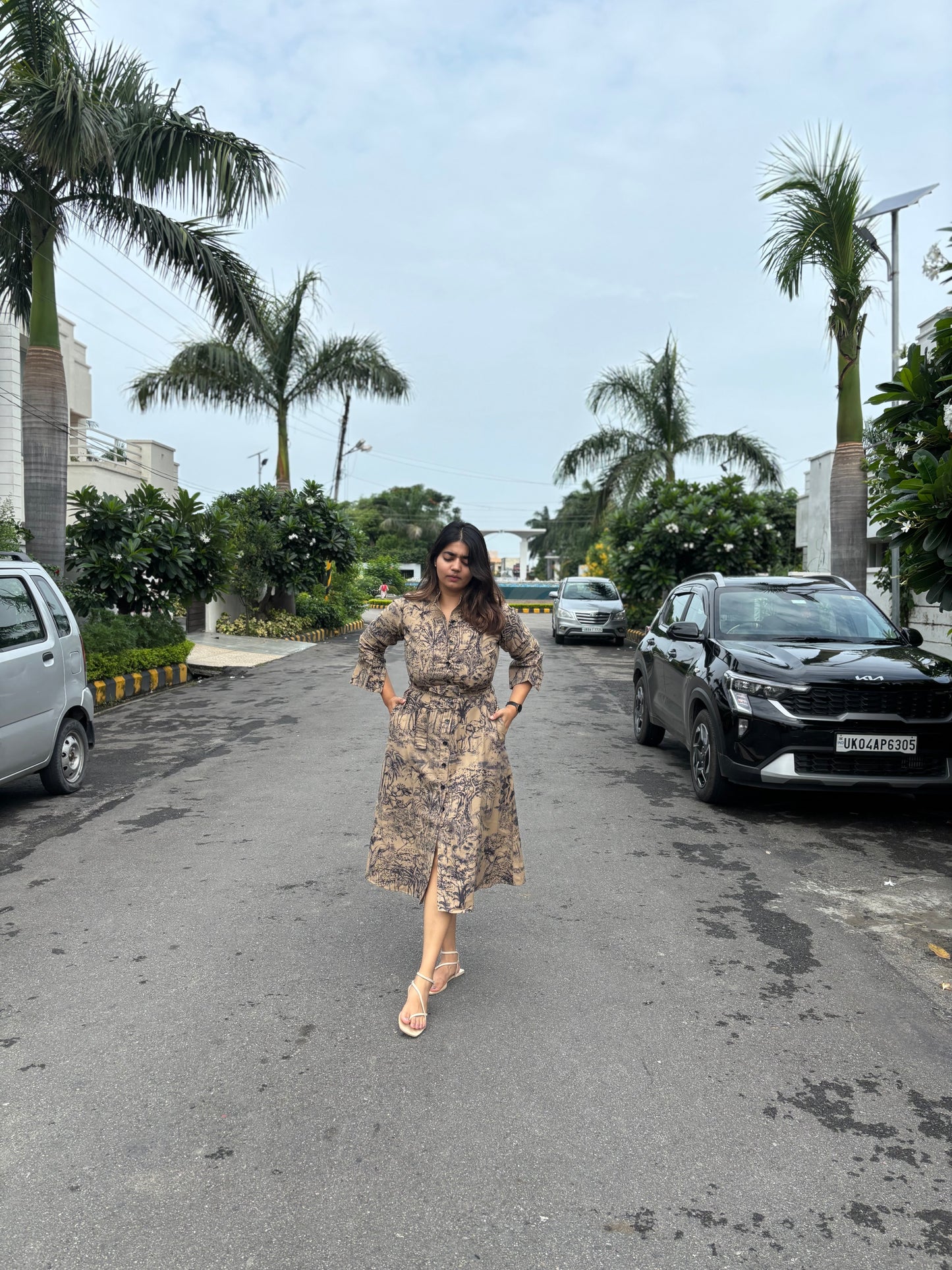 Shama dress with buckle belt (QC5931)