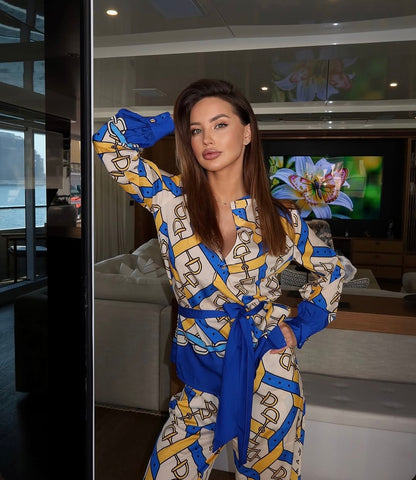 elisabetta gregoraci's blue co-ord set with satin belt (QC5897)