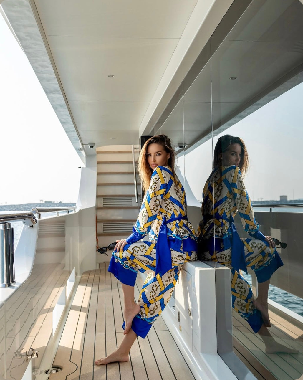 elisabetta gregoraci's blue co-ord set with satin belt (QC5897)