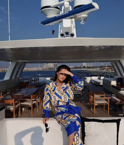 elisabetta gregoraci's blue co-ord set with satin belt (QC5897)