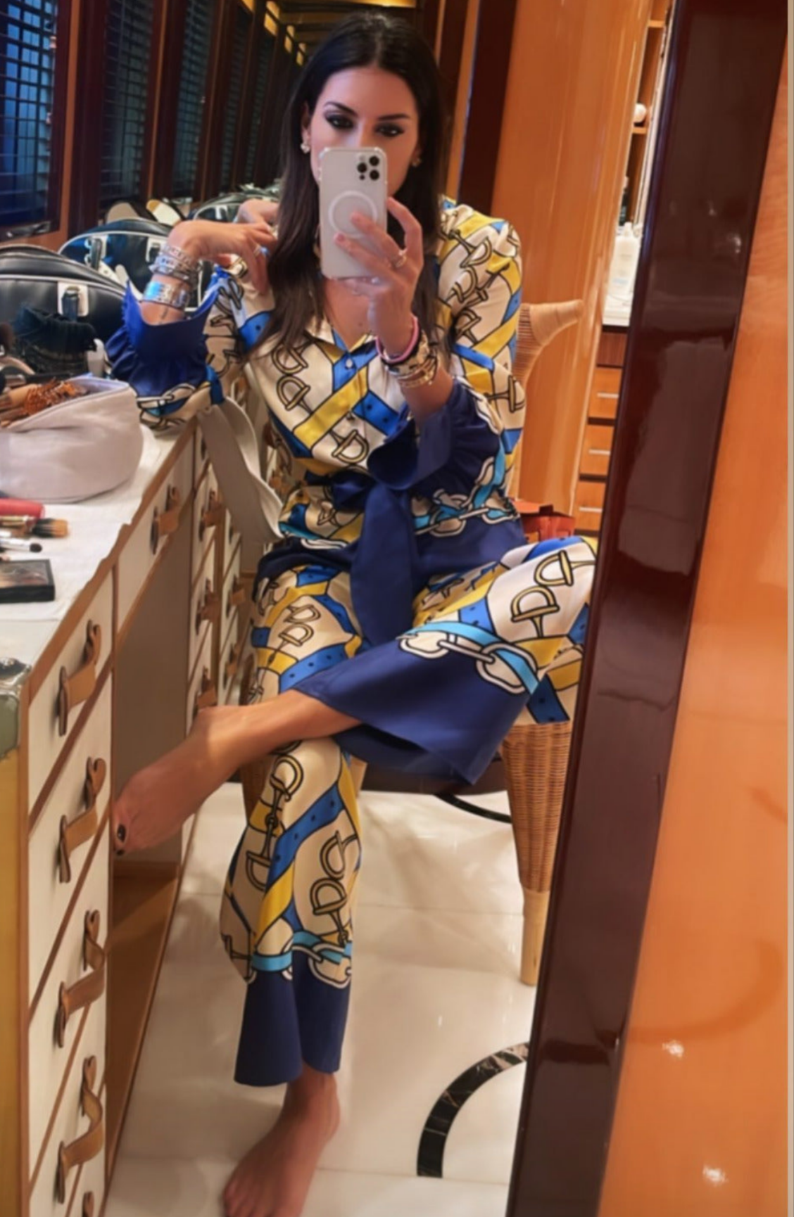 elisabetta gregoraci's blue co-ord set with satin belt (QC5897)