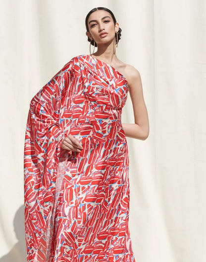 Leafy off shoulder kaftan (QC2011)