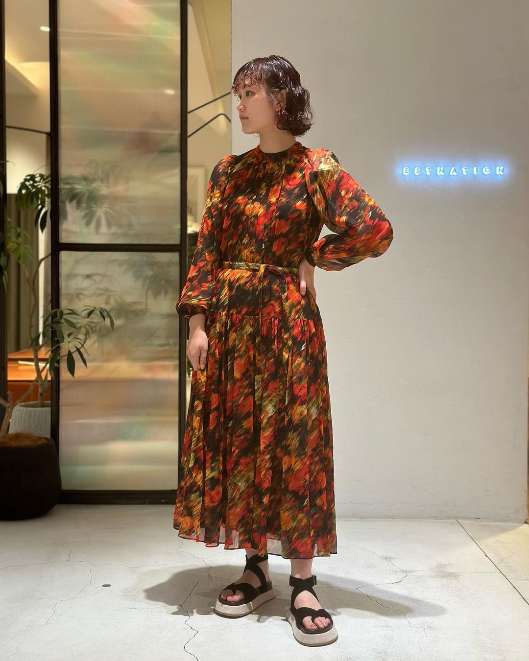 Stella statement dress with belt (QC5932)